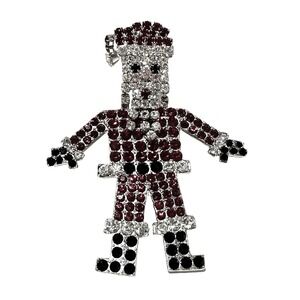 Liz Claiborne Articulated Rhinestone Santa Claus Brooch Holiday  Festive Jewelry